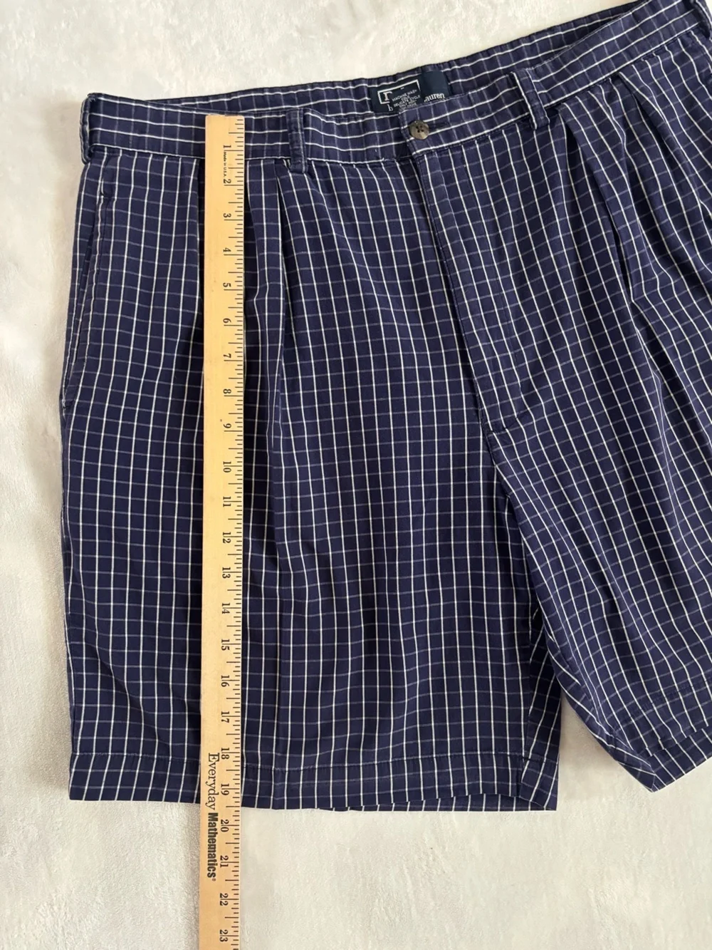 Polo by Ralph Lauren Navy Windowpane Plaid Golf Flat-Front Men’s Shorts Size 38